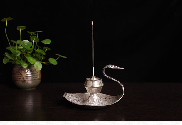 Handmade Silver Swan Incense Holder