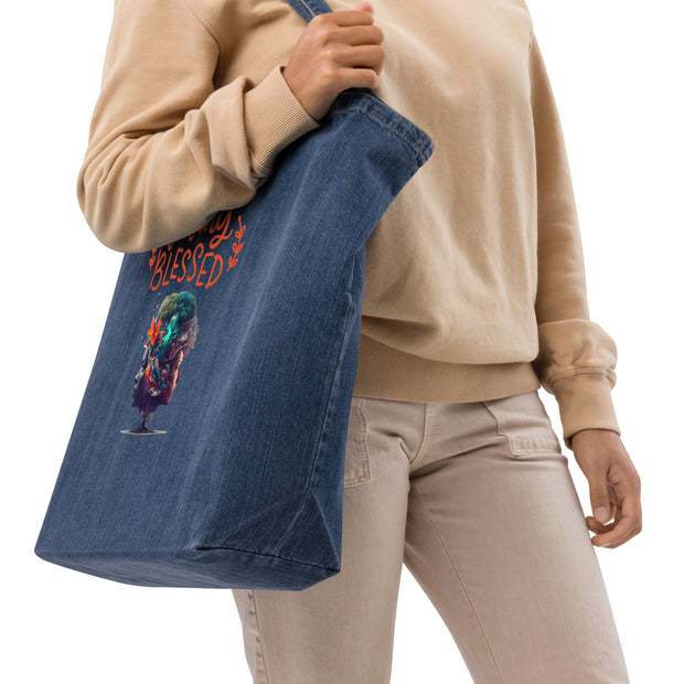 Organic "The Blessing" denim tote bag